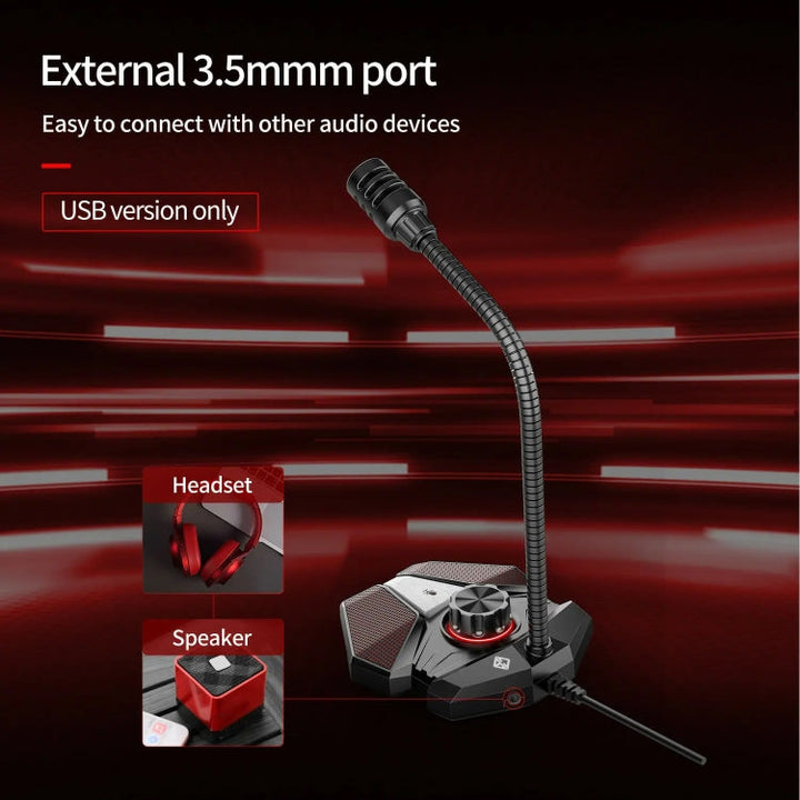 Lisslune | 3.5mm JK omnidirectional microphone with built-in sound card Flexible gaming microphone