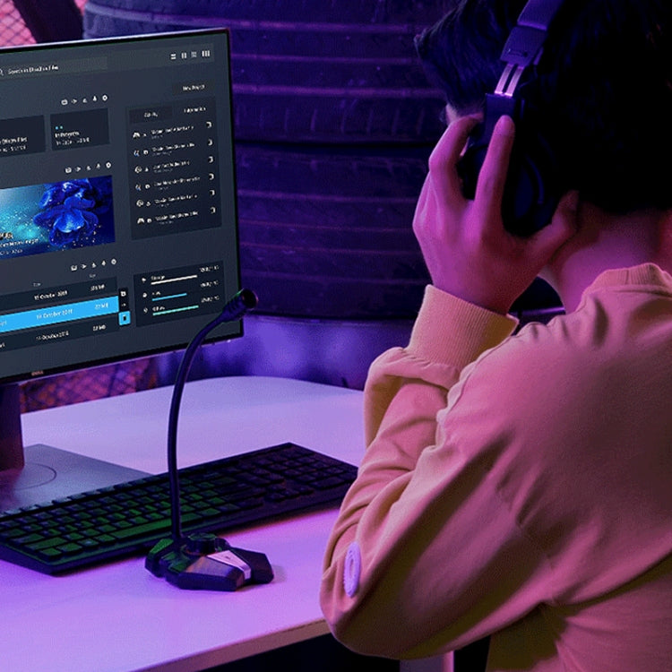 Lisslune | 3.5mm JK omnidirectional microphone with built-in sound card Flexible gaming microphone