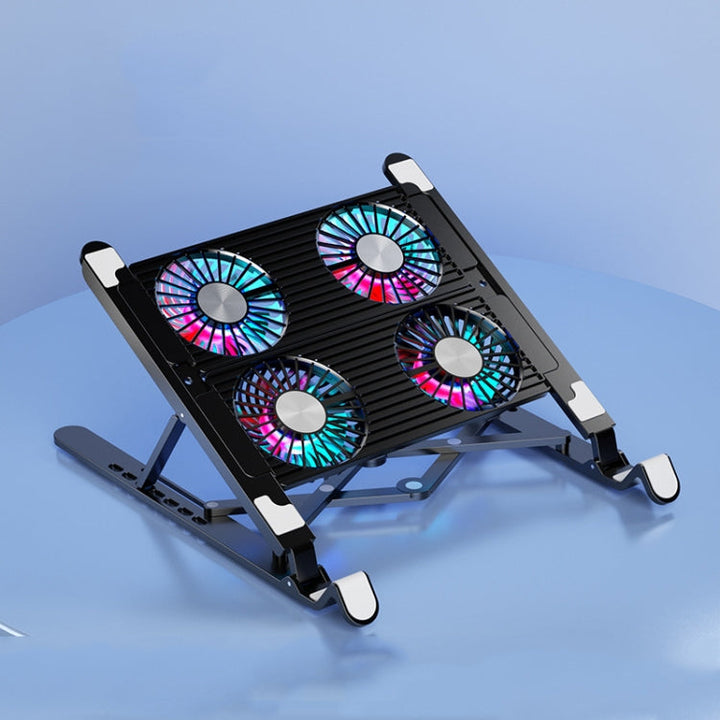 Lisslune | Laptop Radiator Mount Folding Storage Air-Cooled Cooling Base, Style: Four Fans