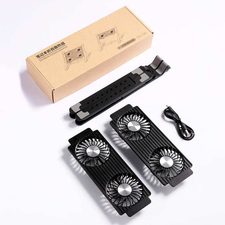 Lisslune | Laptop Radiator Mount Folding Storage Air-Cooled Cooling Base, Style: Four Fans