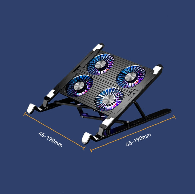 Lisslune | Laptop Radiator Mount Folding Storage Air-Cooled Cooling Base, Style: Four Fans