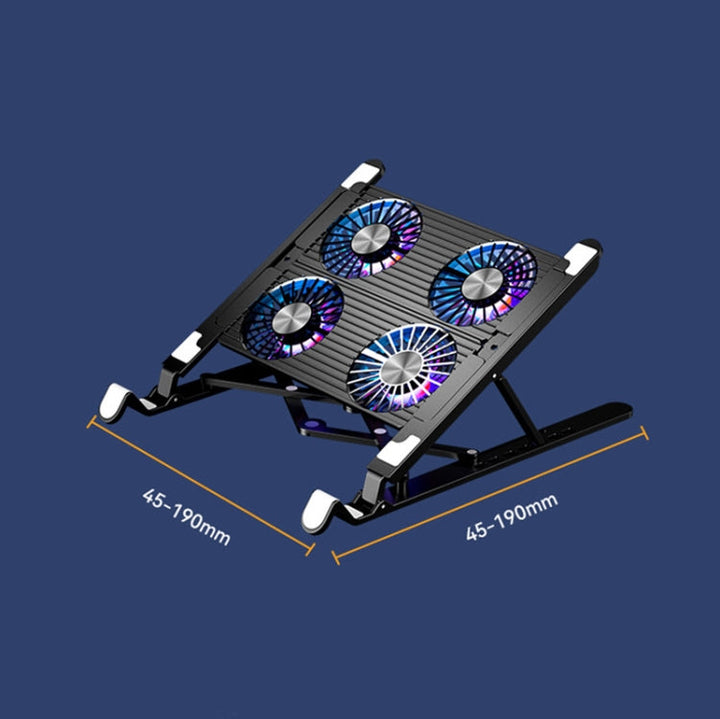 Lisslune | Laptop Radiator Mount Folding Storage Air-Cooled Cooling Base, Style: Four Fans
