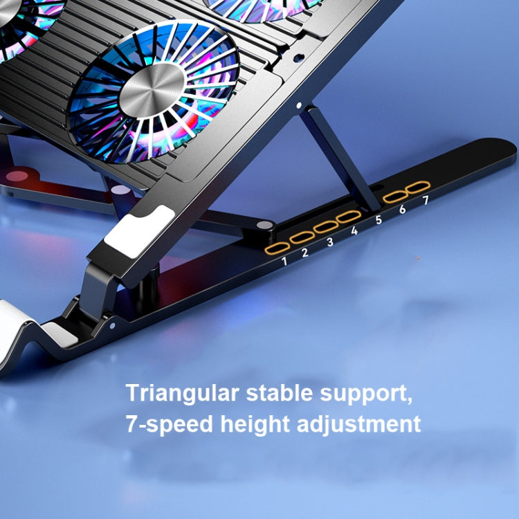 Lisslune | Laptop Radiator Mount Folding Storage Air-Cooled Cooling Base, Style: Four Fans