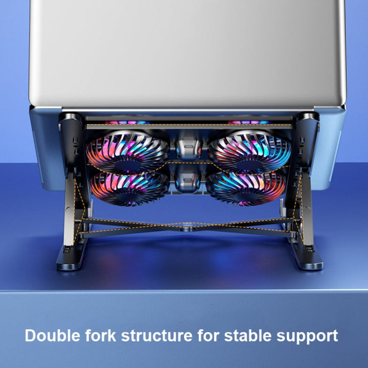 Lisslune | Laptop Radiator Mount Folding Storage Air-Cooled Cooling Base, Style: Four Fans