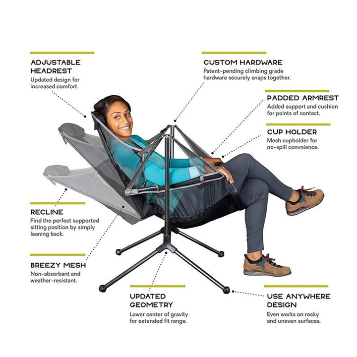 Lisslune | LT32004 Outdoor Portable Folding Rocking Chair(Grey)