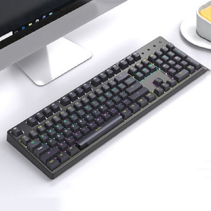 Lisslune | Bluetooth Wired 104-Key Two-Color Translucent Keycap Mechanical Keyboard (Black)