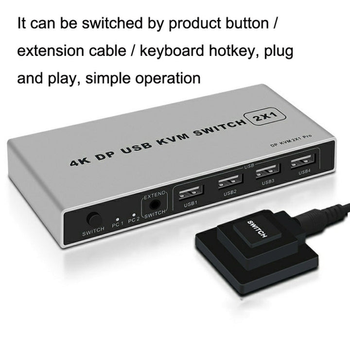 Lisslune | 4K KYSW59 60HZ DP USB KVM Switch 2-in-1 Computer Sharing Device