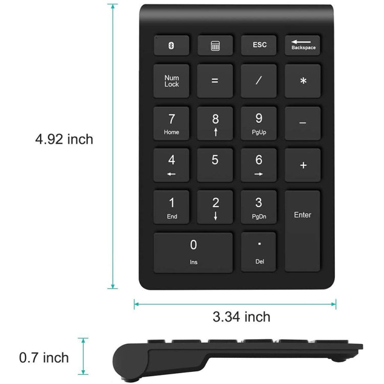 Lisslune | BT304 22 keys laptop mini wireless keyboard, specification: 2.4G (black)
