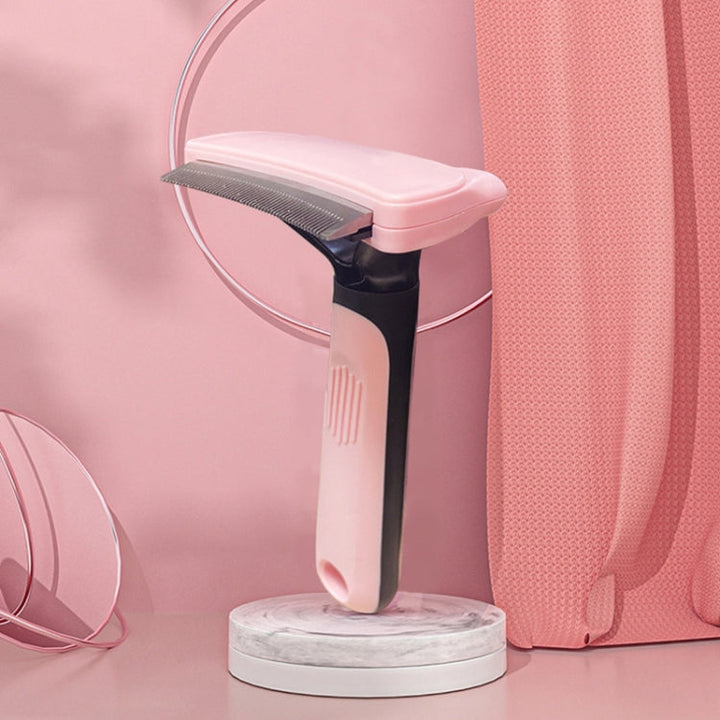 Pet Automatic Hair Removal Comb Curved Cat and Dog Comb with Open Knot (Pink)