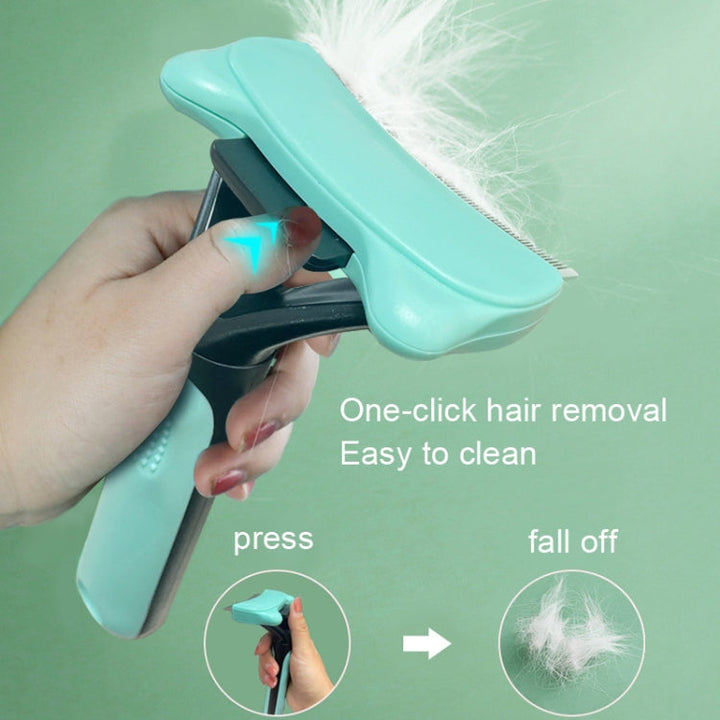 Pet Automatic Hair Removal Comb Curved Cat and Dog Comb with Open Knot (Pink)