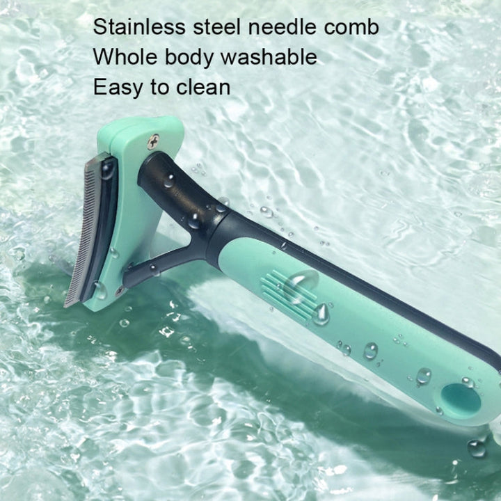 Pet Automatic Hair Removal Comb Curved Cat and Dog Comb with Open Knots (Green)