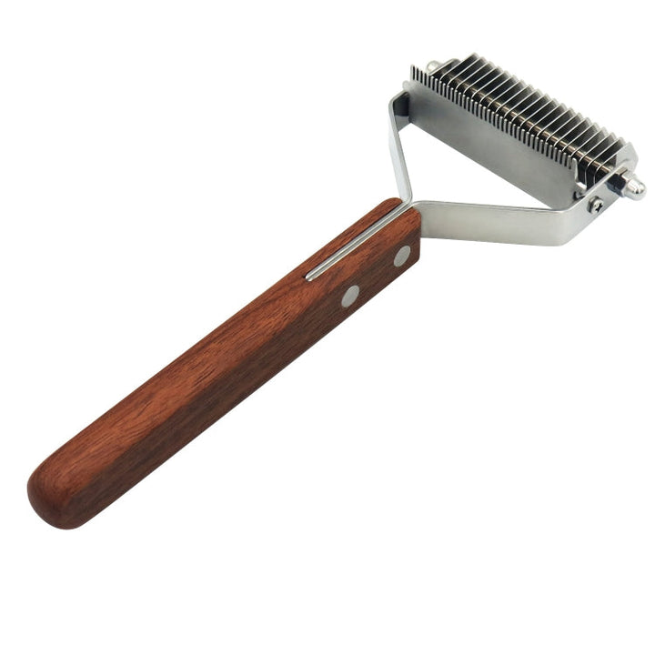 Pet Wooden Handle Dual Purpose Stainless Steel Comb Pet Hair Removal Comb (DS-Y075)