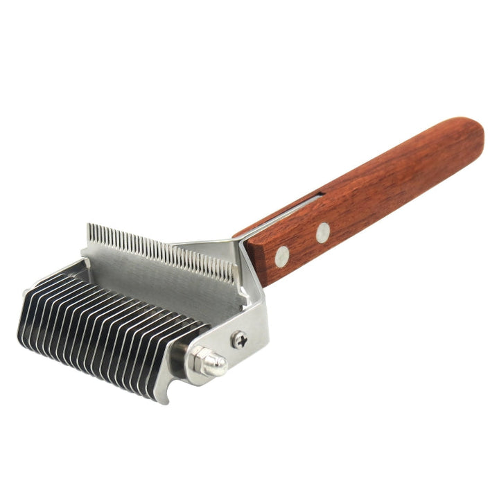 Pet Wooden Handle Dual Purpose Stainless Steel Comb Pet Hair Removal Comb (DS-Y075)