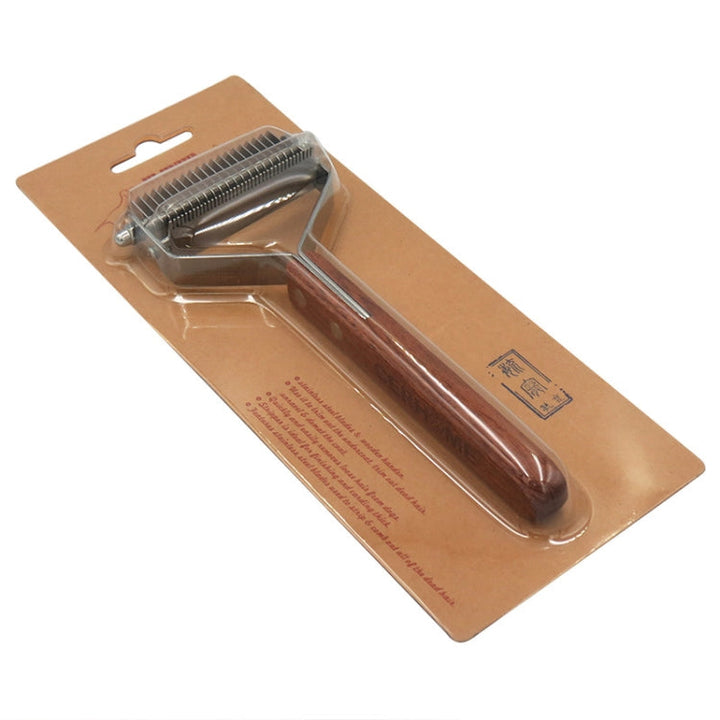 Pet Wooden Handle Dual Purpose Stainless Steel Comb Pet Hair Removal Comb (DS-Y075)