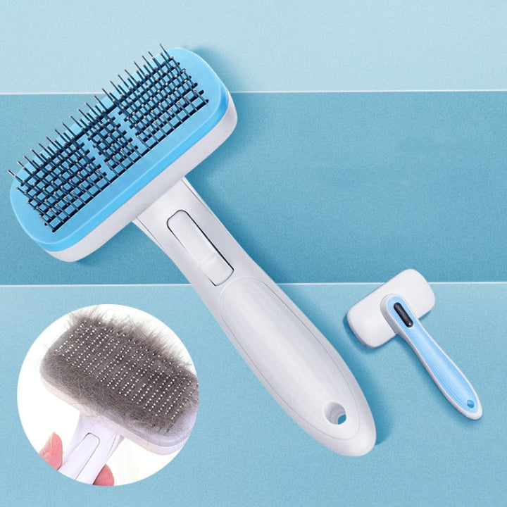 Hair comb cat dog hair brush hair removal tool, Style: steel needle (blue)