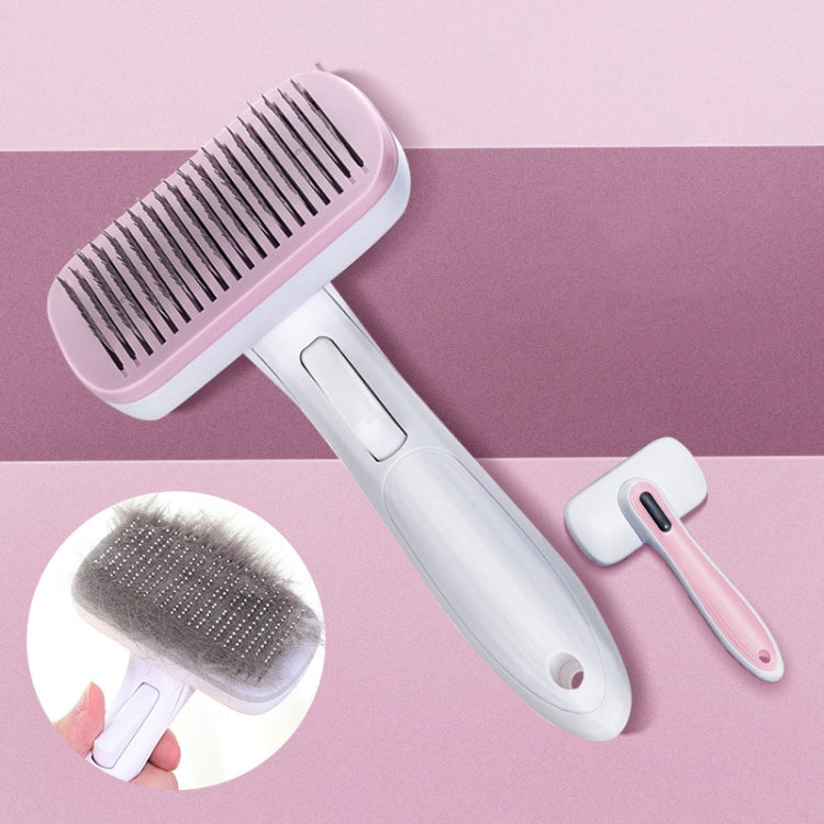 Hair comb cat dog hair brush hair removal tool, style: steel wire (pink)