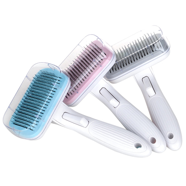 Hair comb cat dog hair brush hair removal tool, style: steel wire (pink)