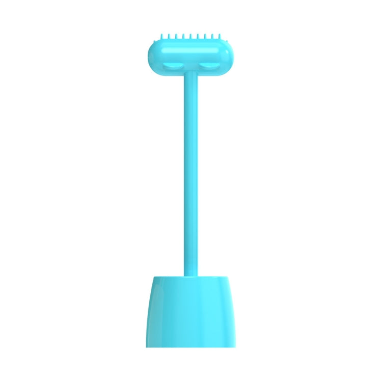 Pet Cat and Dog Accessories Long Handle Comb with Base (Blue)