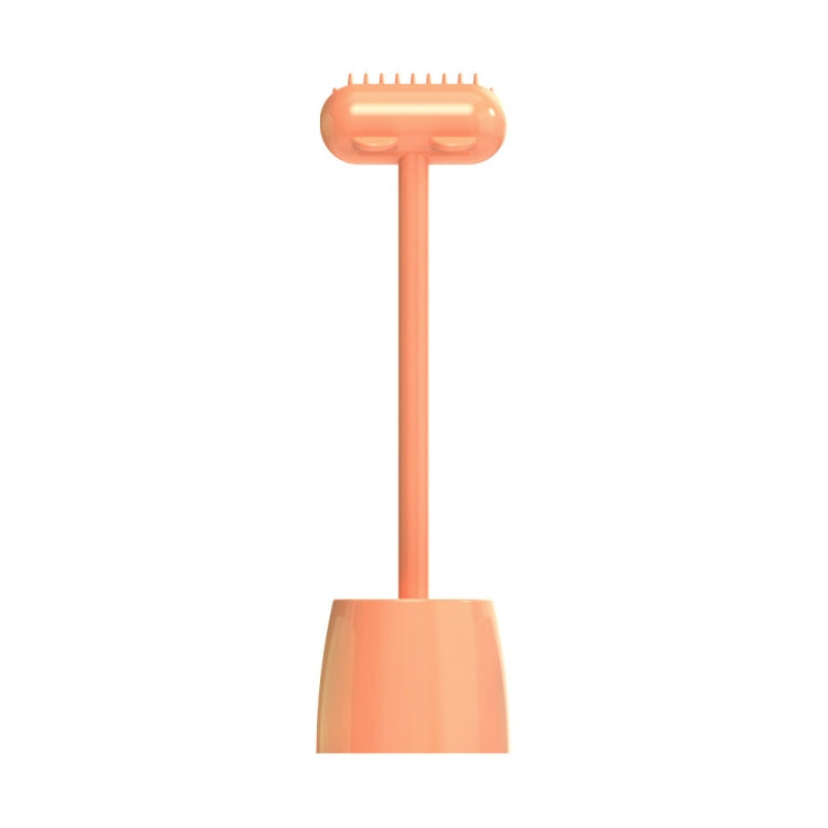 Pet Cat and Dog Supplies Long Handle Comb with Base (Orange)