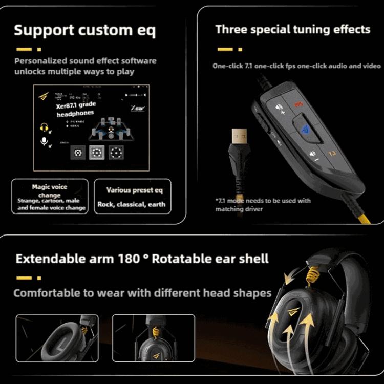 Lisslune | SOMIC G936N Headset 7.1 Computer Mobile Gaming Driverless Headphones (Black)