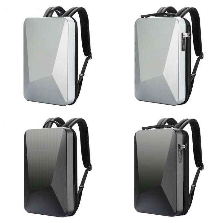Lisslune | Bopai 61-93318A Hard shell waterproof expandable backpack with USB charging port, Spec: Password (Silver)