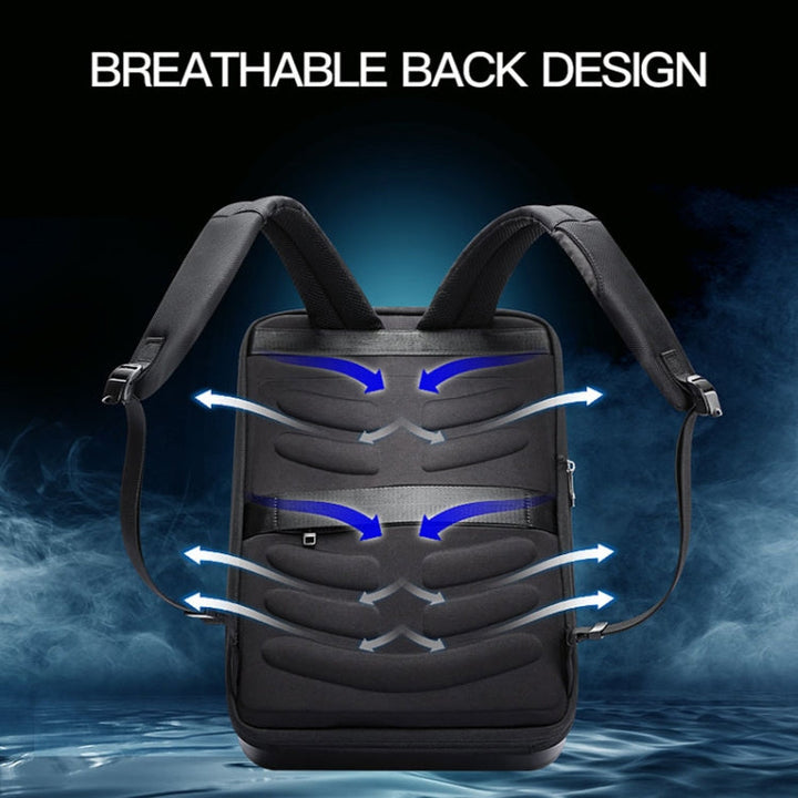 Lisslune | Bopai 61-93318A Hard shell waterproof expandable backpack with USB charging port, Spec: Password (Silver)