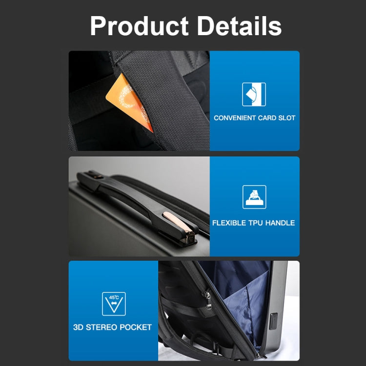 Lisslune | Bopai 61-93318A Hard shell waterproof expandable backpack with USB charging port, Spec: Password (Silver)