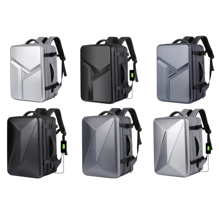 Lisslune | Large volume waterproof expandable hard shell backpack with USB charging port (162 Black)