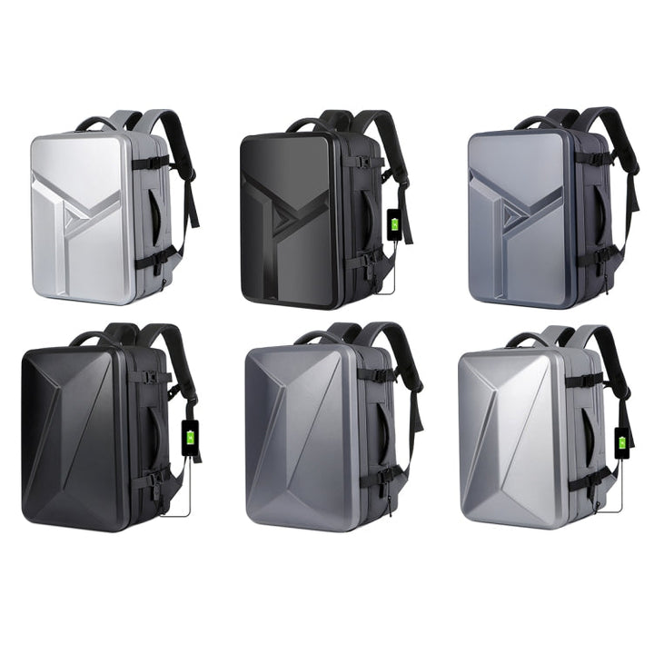 Lisslune | Large volume waterproof expandable hard shell backpack with USB charging port (162 Black)