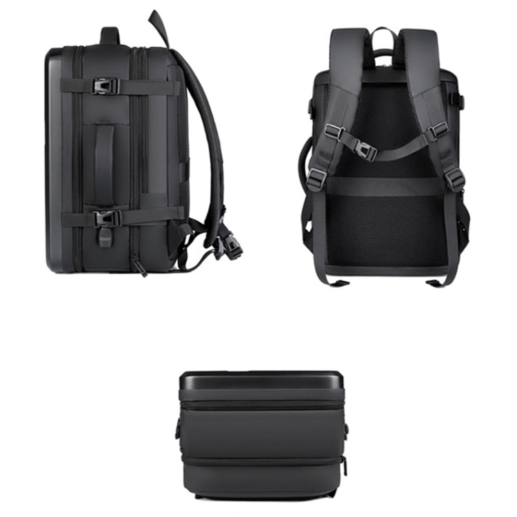 Lisslune | Large volume waterproof expandable hard shell backpack with USB charging port (162 Black)