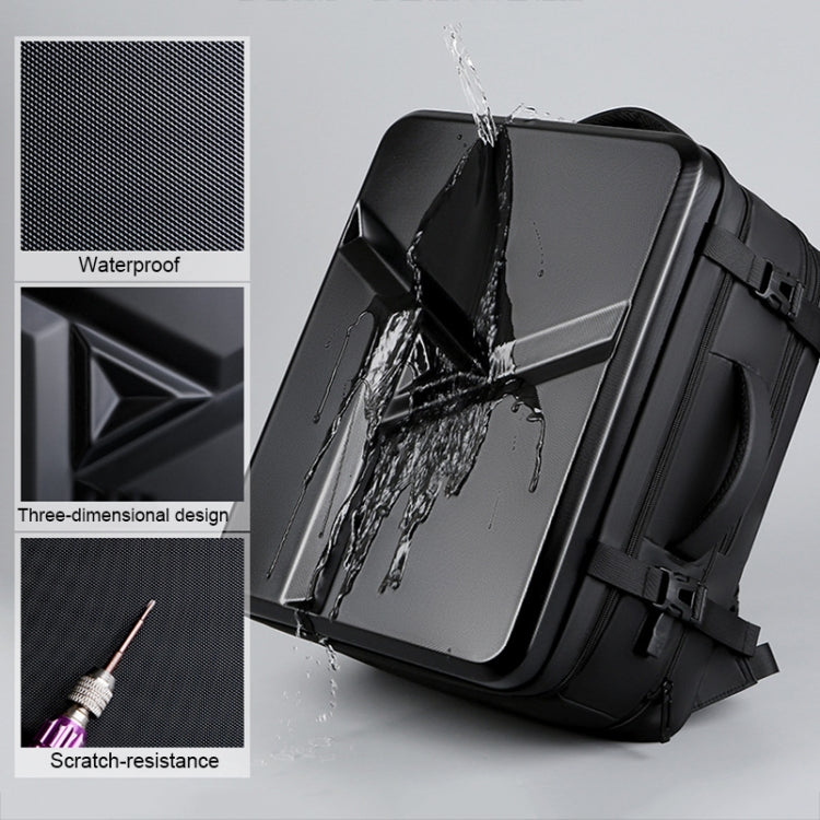 Lisslune | Large volume waterproof expandable hard shell backpack with USB charging port (162 Black)