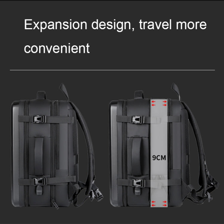 Lisslune | Large volume waterproof expandable hard shell backpack with USB charging port (162 Black)