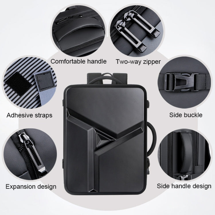 Lisslune | Large volume waterproof expandable hard shell backpack with USB charging port (162 Black)