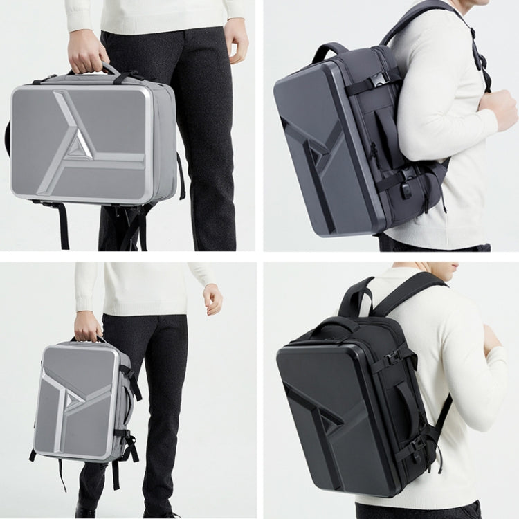 Lisslune | Large volume waterproof expandable hard shell backpack with USB charging port (162 Black)