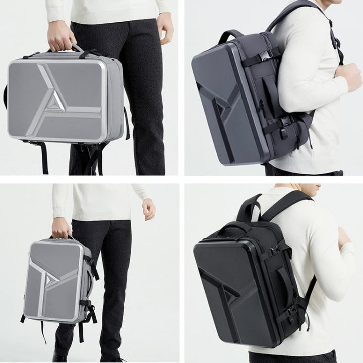 Lisslune | Large volume waterproof expandable hard shell backpack with USB charging port (162 Black)