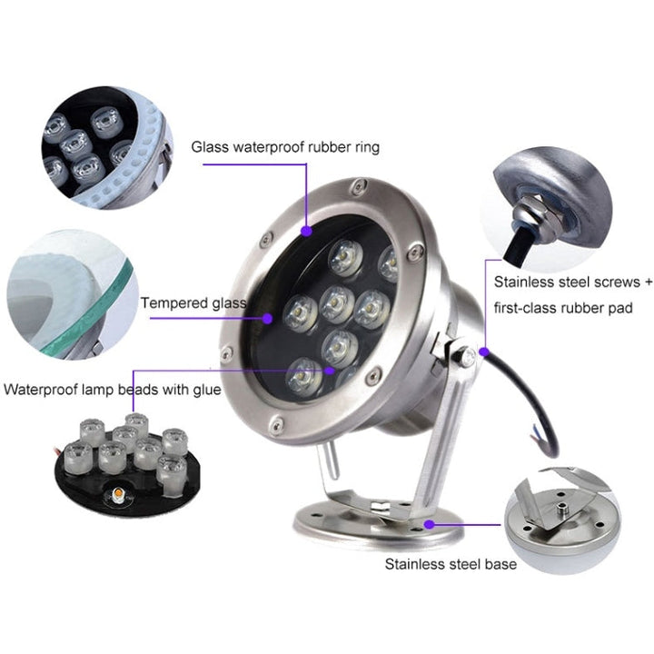 Lisslune | LED Underwater Light Pool Fish Pond Fountain Waterproof Landscape Light 24W (Warm White)