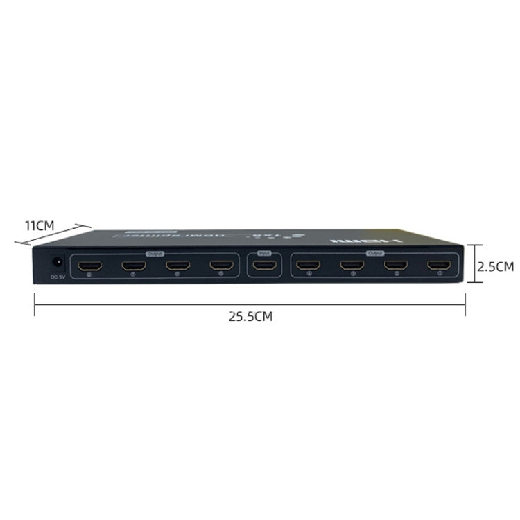 Lisslune | FJGEAR SM4K108 8 Ports HDMI Splitter 4K HD Audio and Video Splitter EU Plug