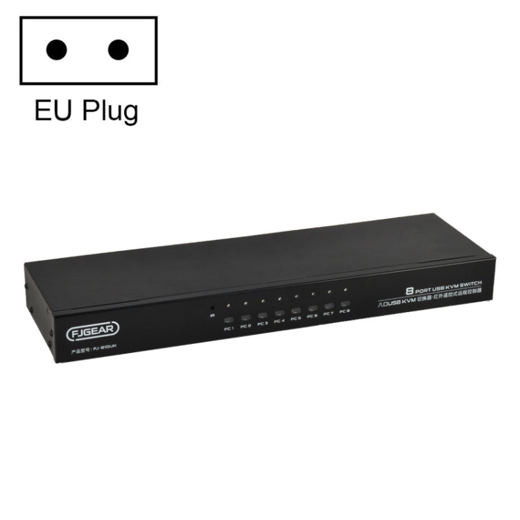 Lisslune | FJGEAR FJ-810UK 8 In 1 Out Computer Host VGA To KVM Switch With Desktop Switch, EU Plug (Black)