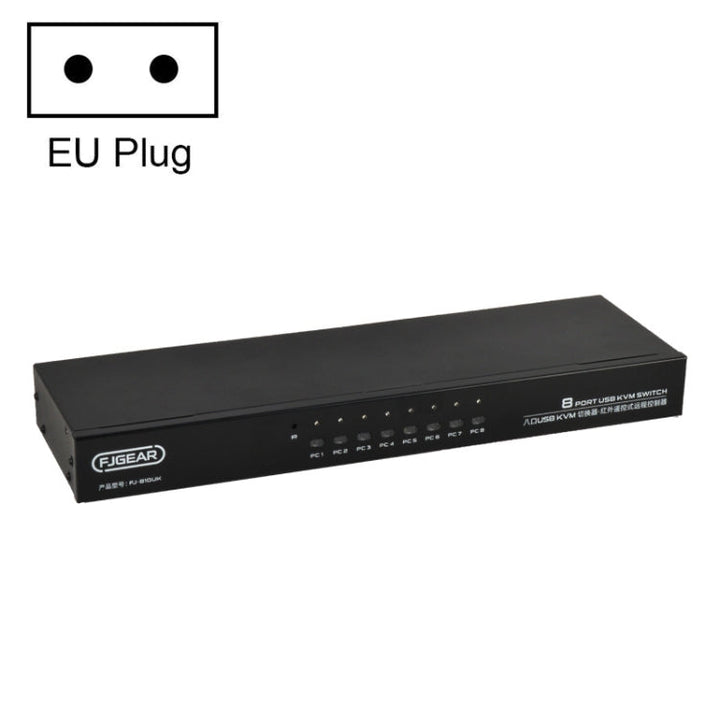 Lisslune | FJGEAR FJ-810UK 8 In 1 Out Computer Host VGA To KVM Switch With Desktop Switch, EU Plug (Black)