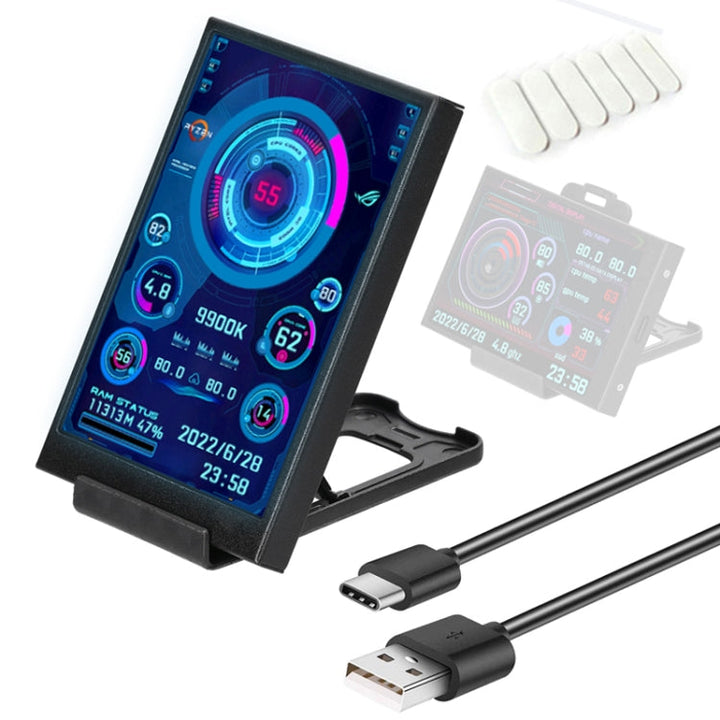 Lisslune | 3.5 inch IPS View All Computer Monitor USB Case Vice Screen Set 1 (Black)