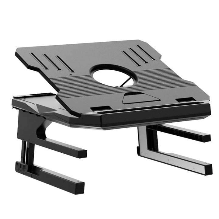 Lisslune | Double Layer Folding Laptop Stand Aluminum Computer Height Adjustable Frame (Black)