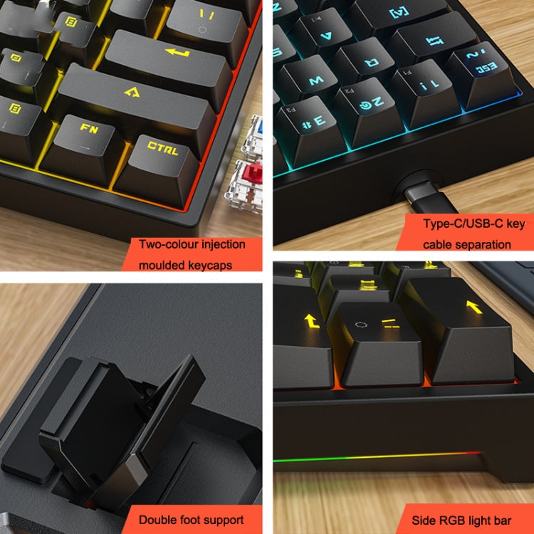 Lisslune | LEAVEN K620 61 Keys Hot Plug-in Illuminated Gaming Wired Mechanical Keyboard, Cable Length: 1.8 m, Color: Blue Green Shaft
