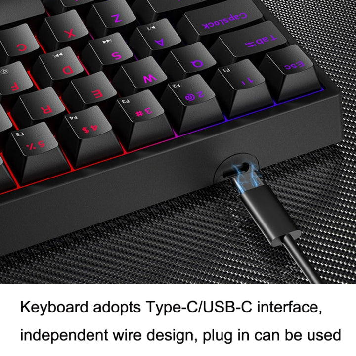 Lisslune | LEAVEN K620 61 Keys Hot Plug-in Illuminated Gaming Wired Mechanical Keyboard, Cable Length: 1.8 m, Color: Blue Green Shaft