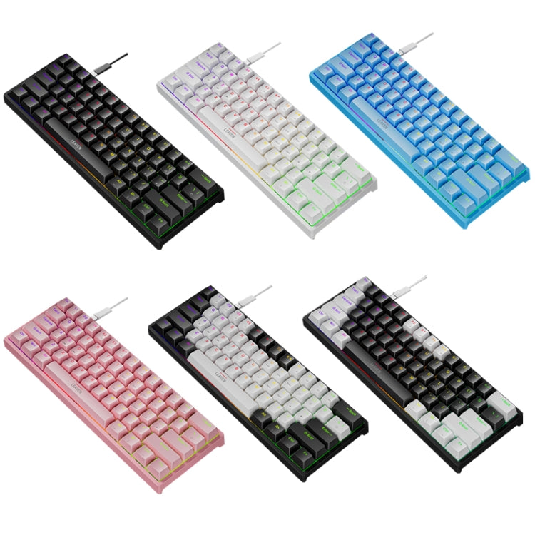 Lisslune | LEAVEN K620 61 Keys Hot Plug-in Illuminated Gaming Wired Mechanical Keyboard, Cable Length: 1.8 m, Color: White Black Red Shaft