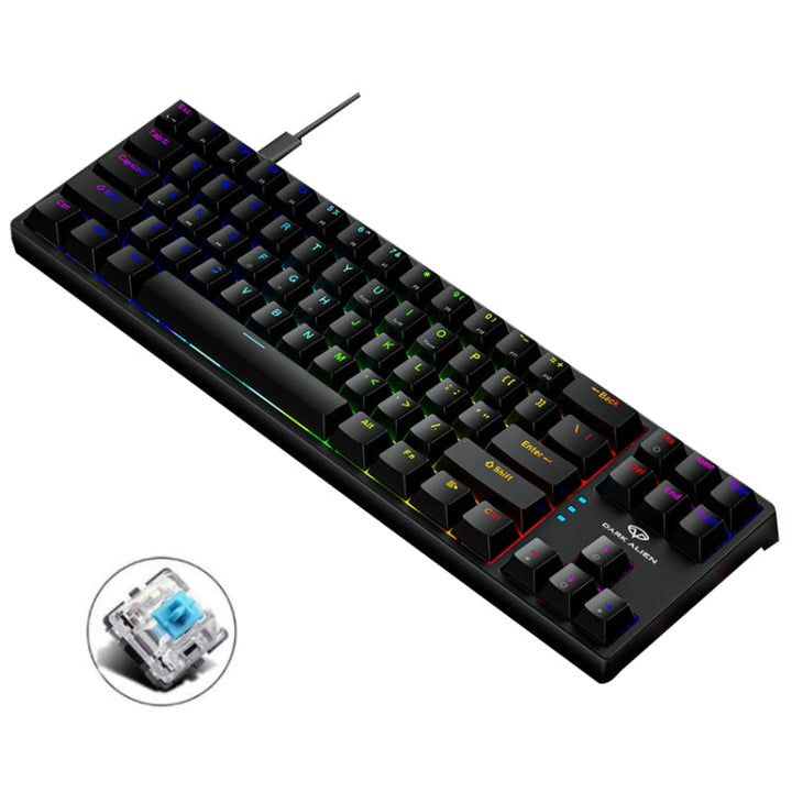 Lisslune | Dark Alien K710 71 Key Illuminated Gaming Wired Keyboard, Cable Length: 1.8 m, Color: Black Green Shaft