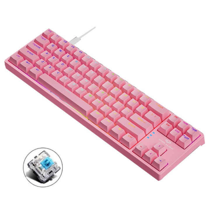 Lisslune | Dark Alien K710 71 Keys Illuminated Gaming Wired Keyboard, Cable Length: 1.8m, Color: Pink Green Shaft