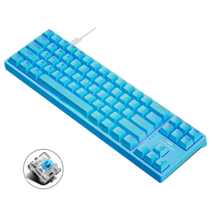 Lisslune | Dark Alien K710 71 Keys Illuminated Gaming Wired Keyboard, Cable Length: 1.8 m, Color: Blue-Green Shaft