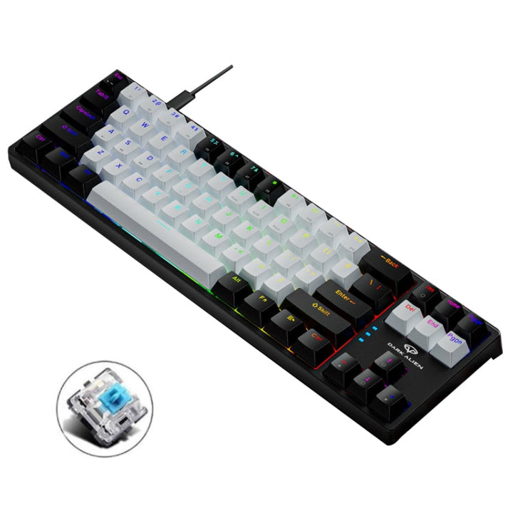 Lisslune | Dark Alien K710 71 Keys Illuminated Gaming Wired Keyboard, Cable Length: 1.8 m, Color: Black White Green Shaft