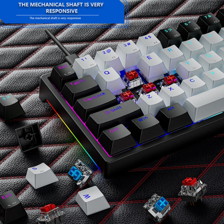 Lisslune | Dark Alien K710 71 Keys Illuminated Gaming Wired Keyboard, Cable Length: 1.8 m, Color: Black White Green Shaft