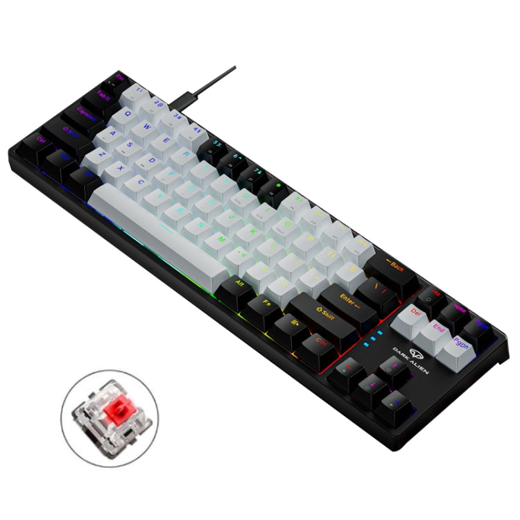 Lisslune | Dark Alien K710 71 Keys Illuminated Gaming Wired Keyboard, Cable Length: 1.8 m, Color: Black White Red Shaft
